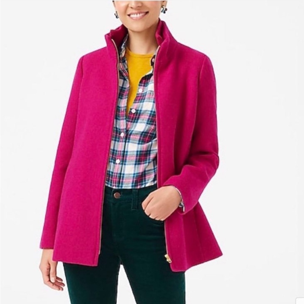 J Crew Hot Pink Village Coat